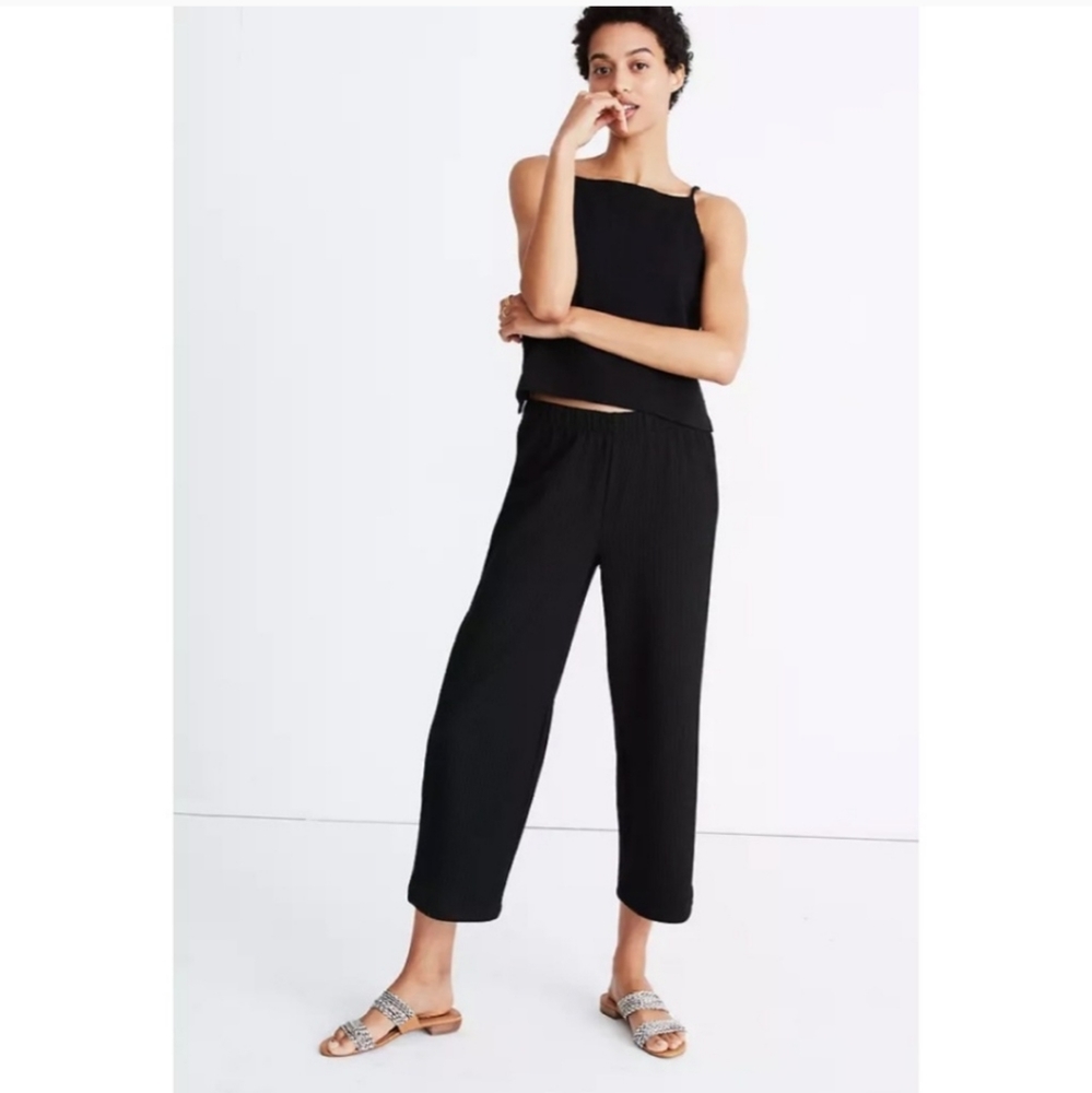 Madewell Ribbed Wide Leg Black Pull On Pants